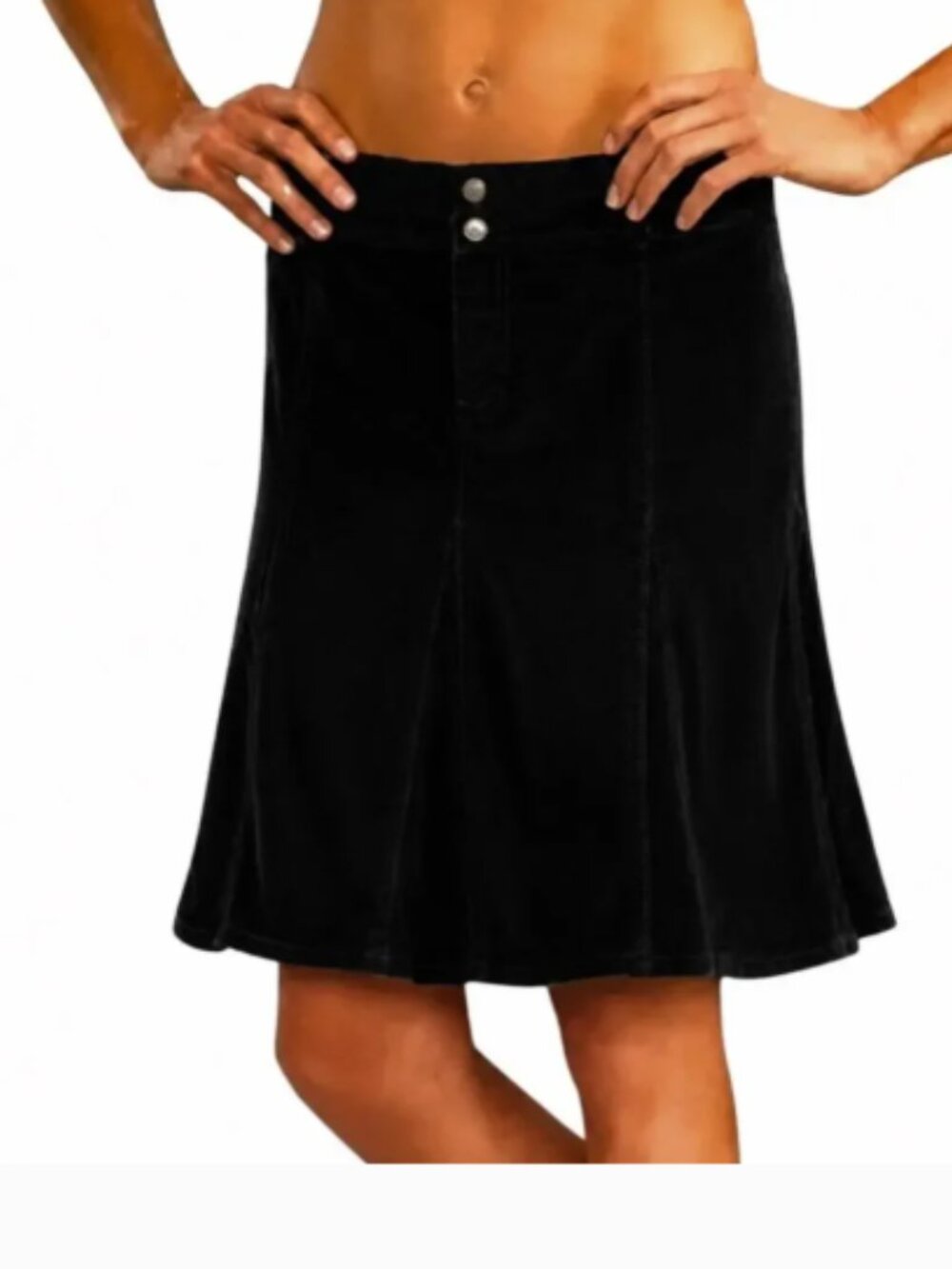 Athleta Whenever Corduroy Flared Black Skirt Size 10